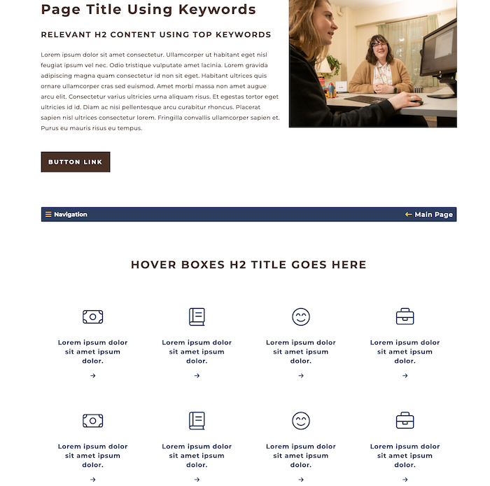 preview of landing page template