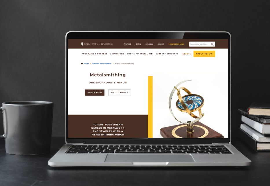 A screenshot of the Metalsmithing Undergraduate Minor SEO degree page