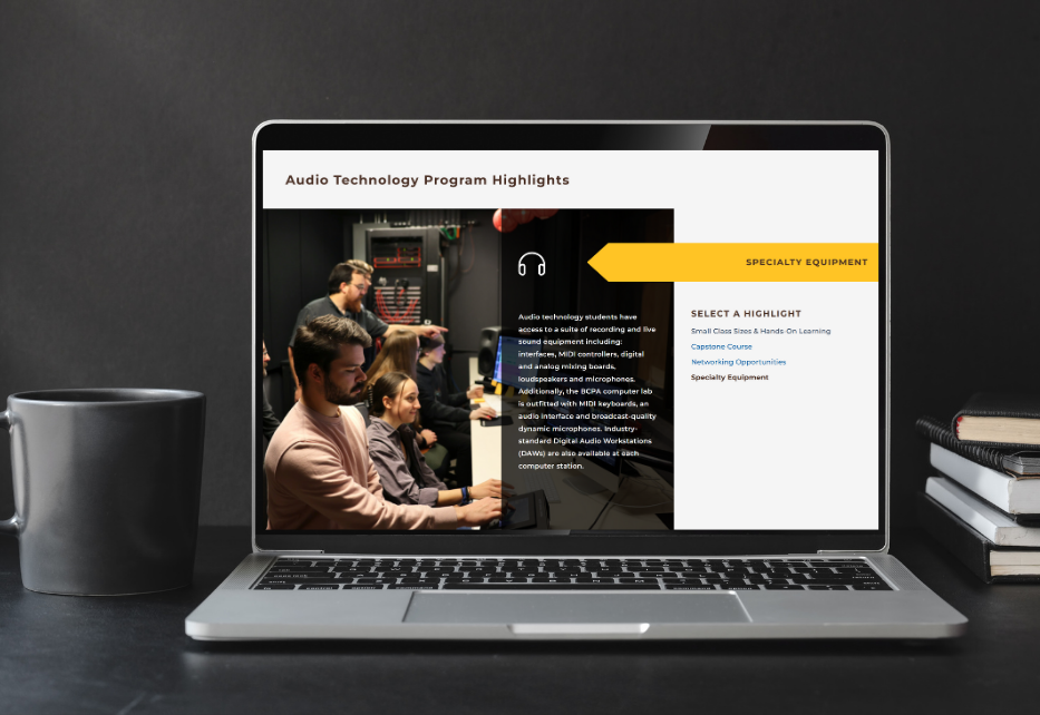 A screenshot of the Audio Technology Certificate SEO degree page
