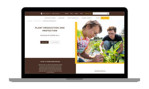 Plant Production and Protection bachelor's SEO degreepage in a laptop frame