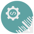 A gear and source code icon