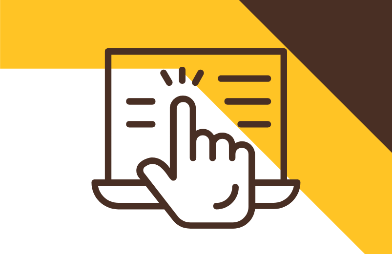 icon showing laptop with finger clicking on screen