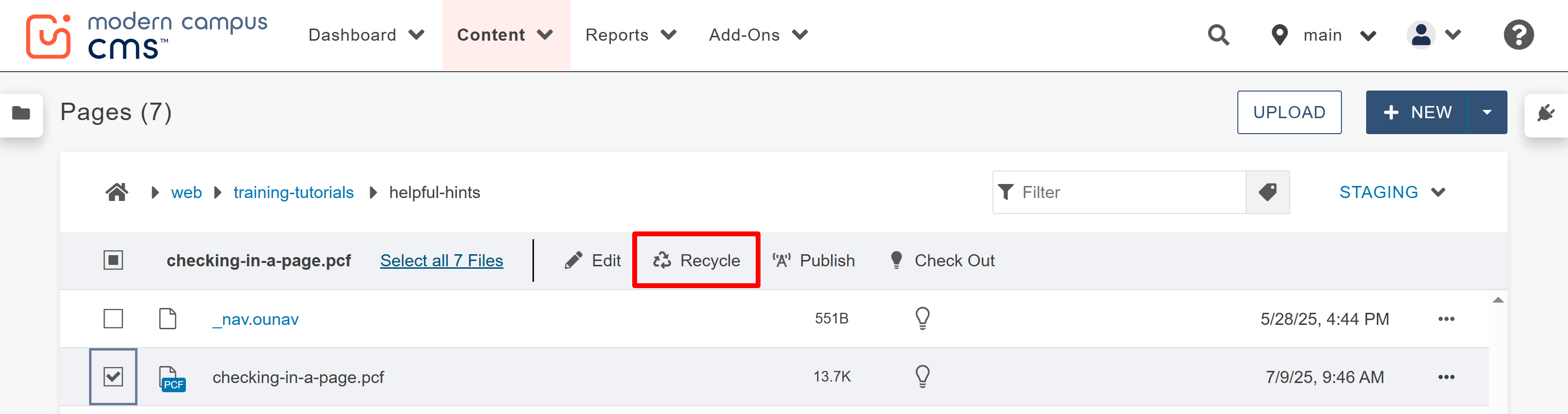 How to move to recycle bin screenshot