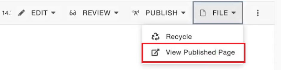 view published page button