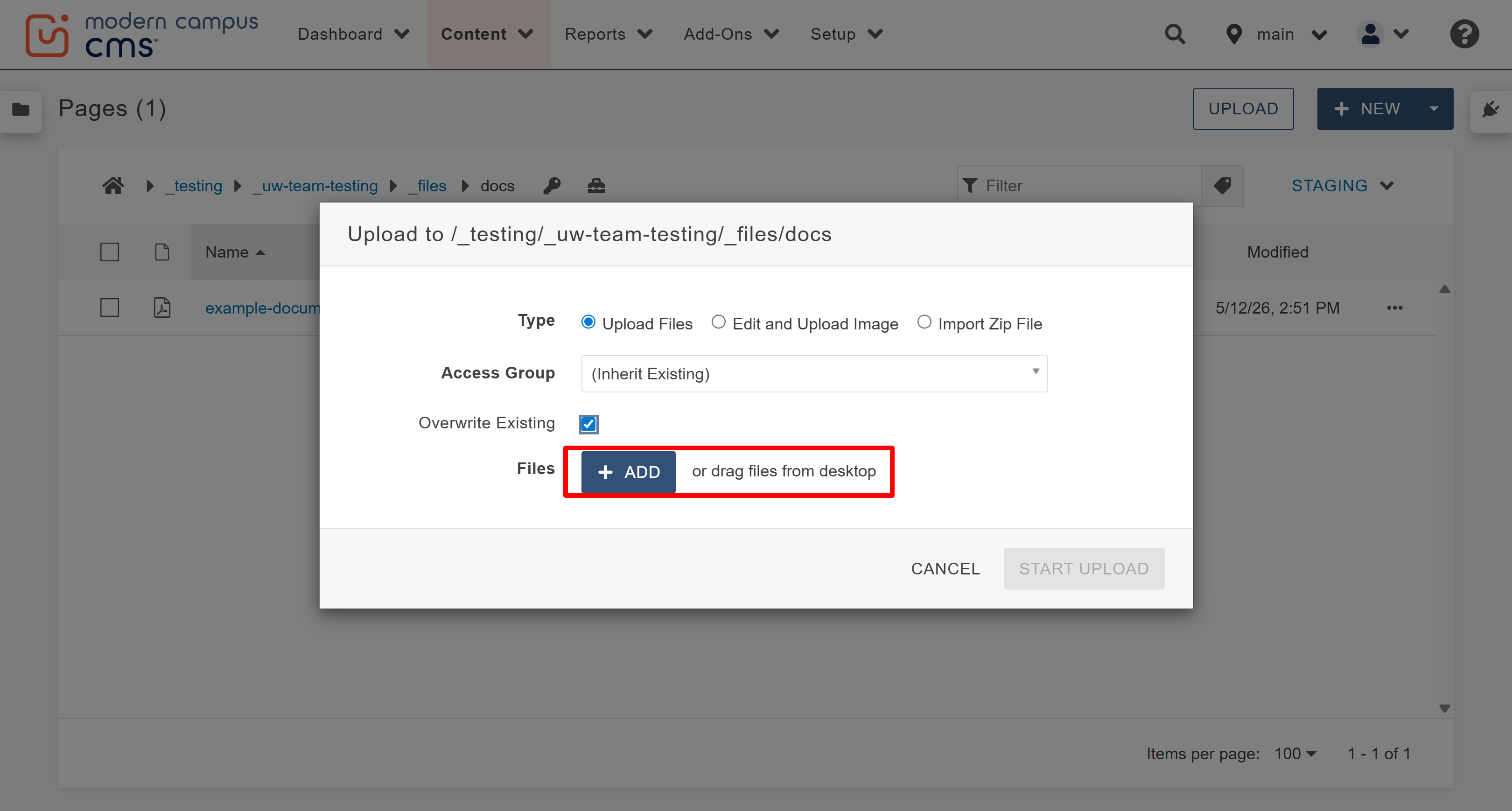 add file to upload