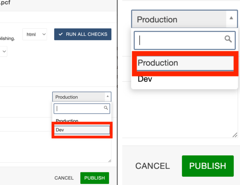 step 6 publishing to dev environment and then production