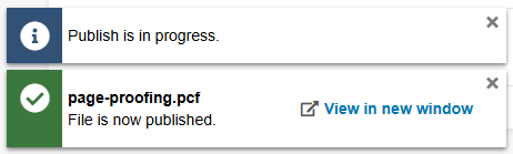 the pop-up windows that appear when after publishing