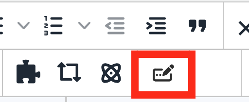 Toolbar interface with a highlighted forms insertion icon.