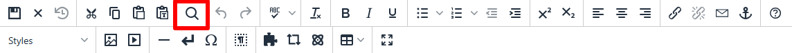 Screenshot of the search icon in the Modern Campus CMS WYSIWYG toolbar