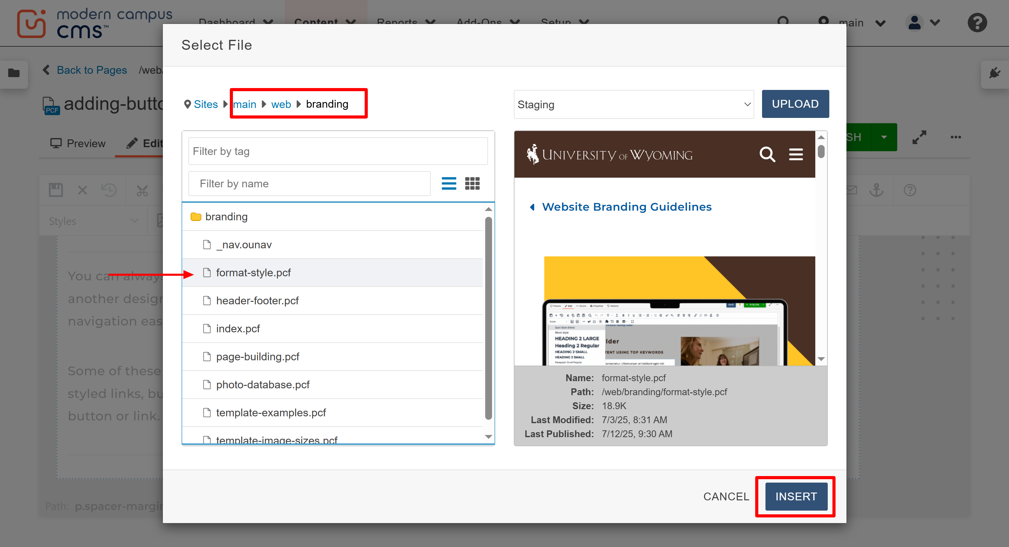 screenshot of step 5, locate and insert link