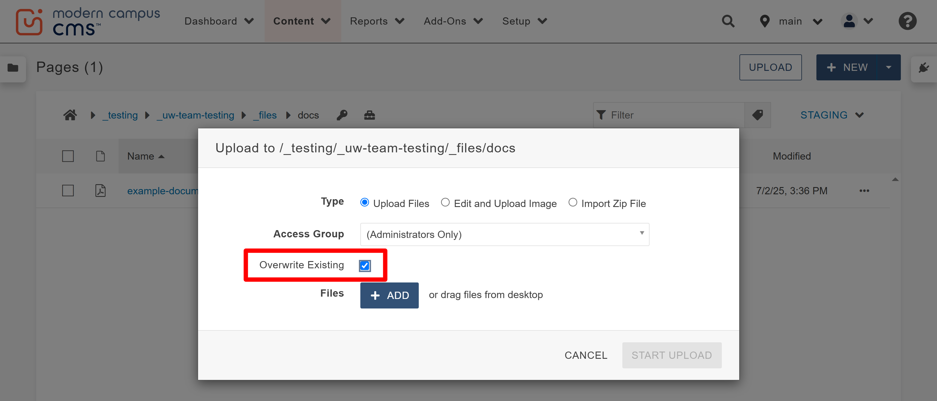overwrite a document step 4 screenshot
