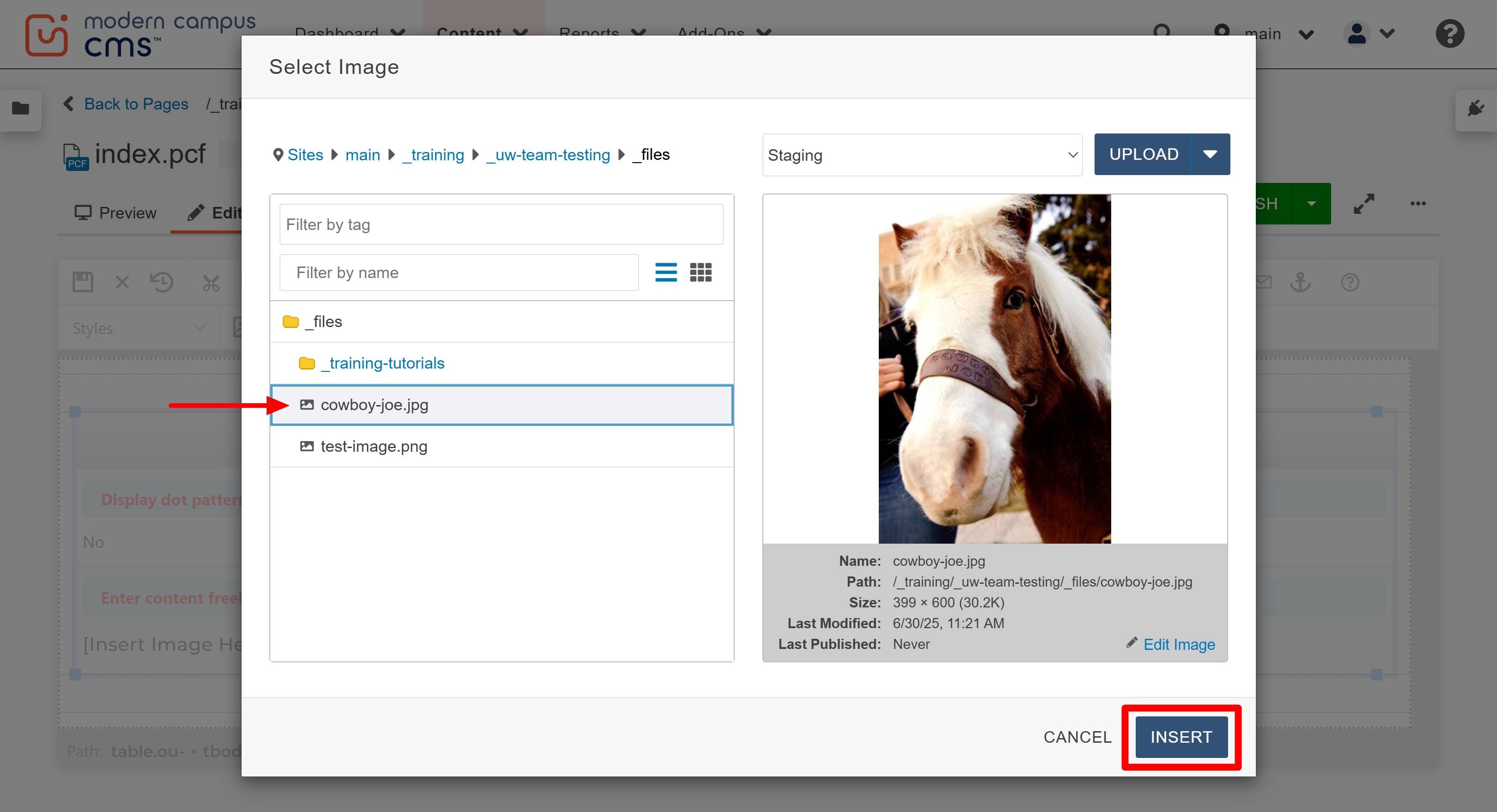 insert images step 3 screenshot