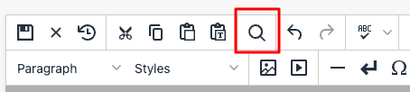 Screenshot of the search icon in the Omni WYSIWYG toolbar