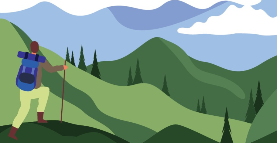 illustration of person hiking