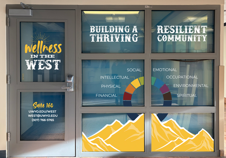 Wellness in the WEST counseling center windows