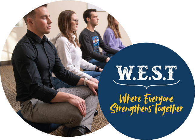 People meditating with WEST: Where Everyone Strengthens Together