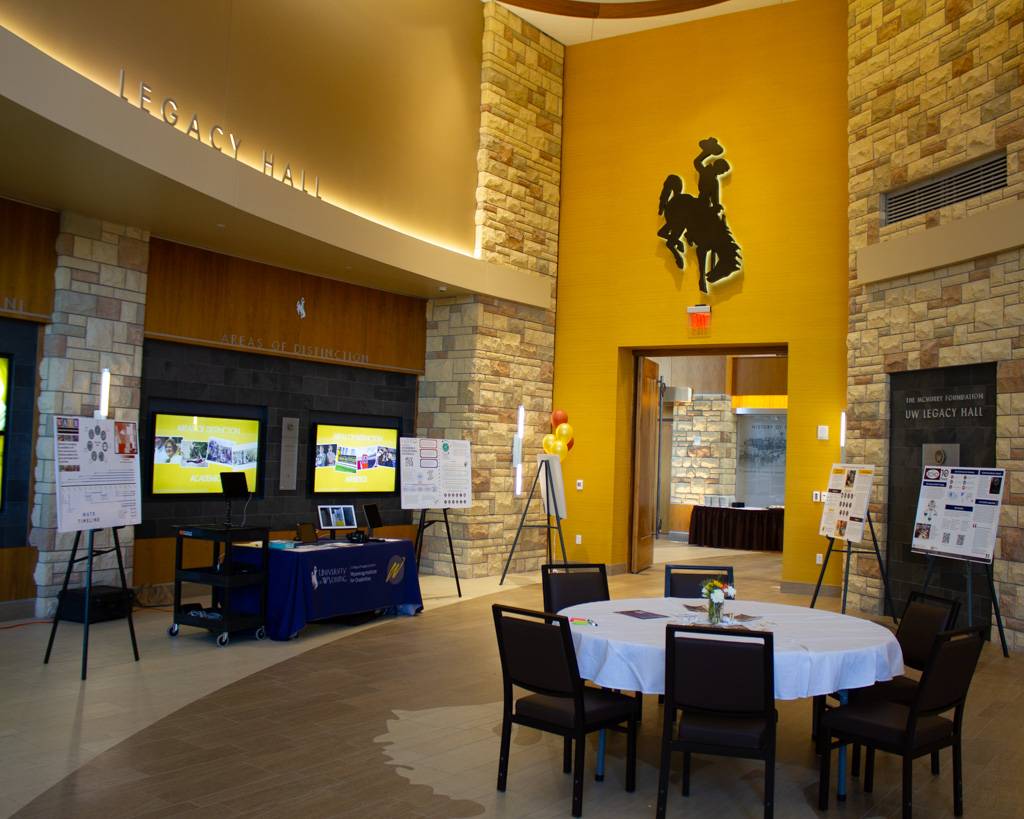 WIND posters being displayed in the Gateway Center Legacy Hall.