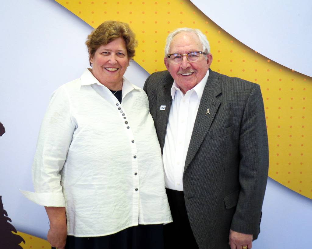 Keith Miller Awardee, Sandy Root-Elledge, posing with Keith A. Miller.