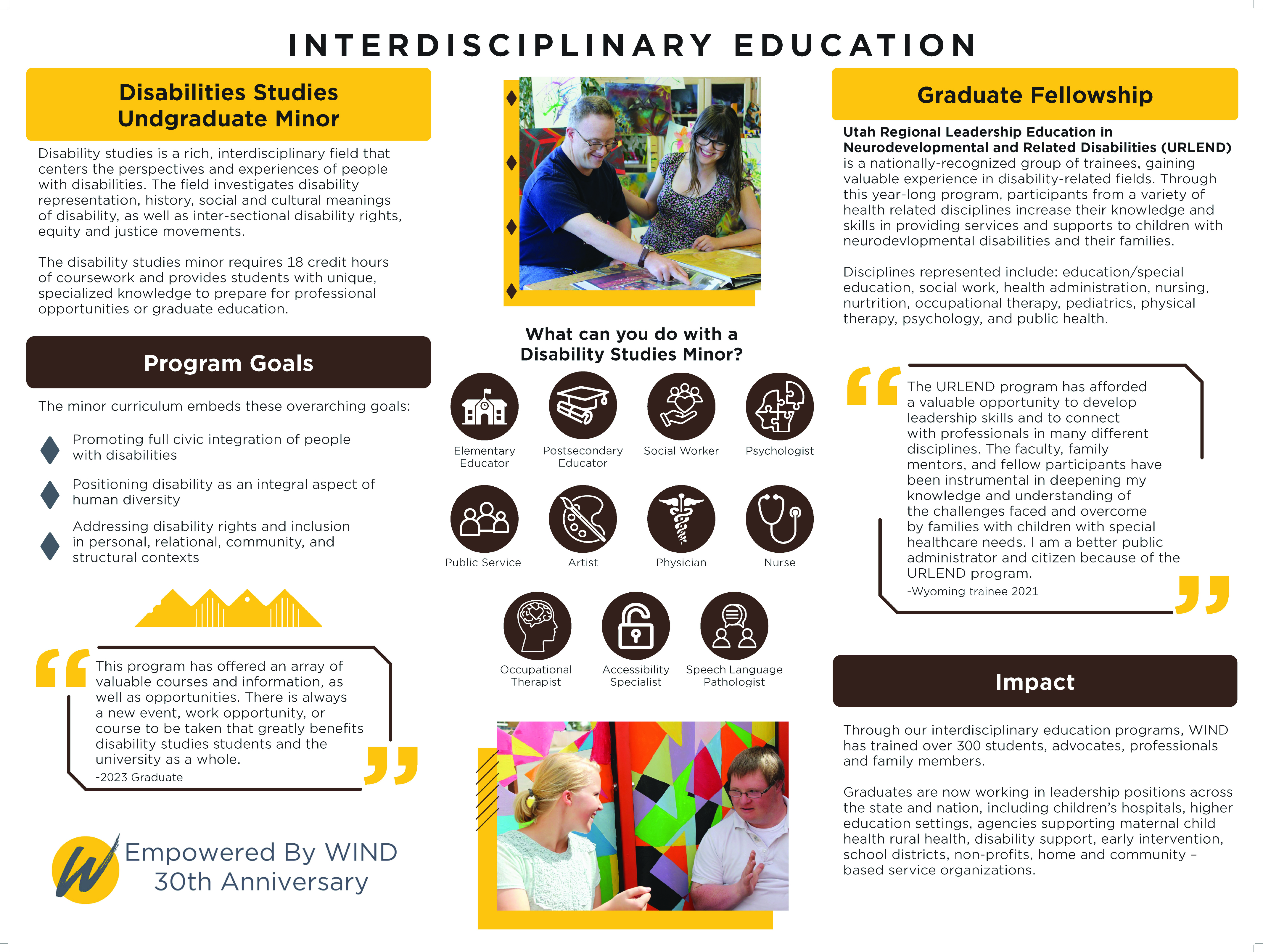 A poster on the Disability Studies program by WIND.