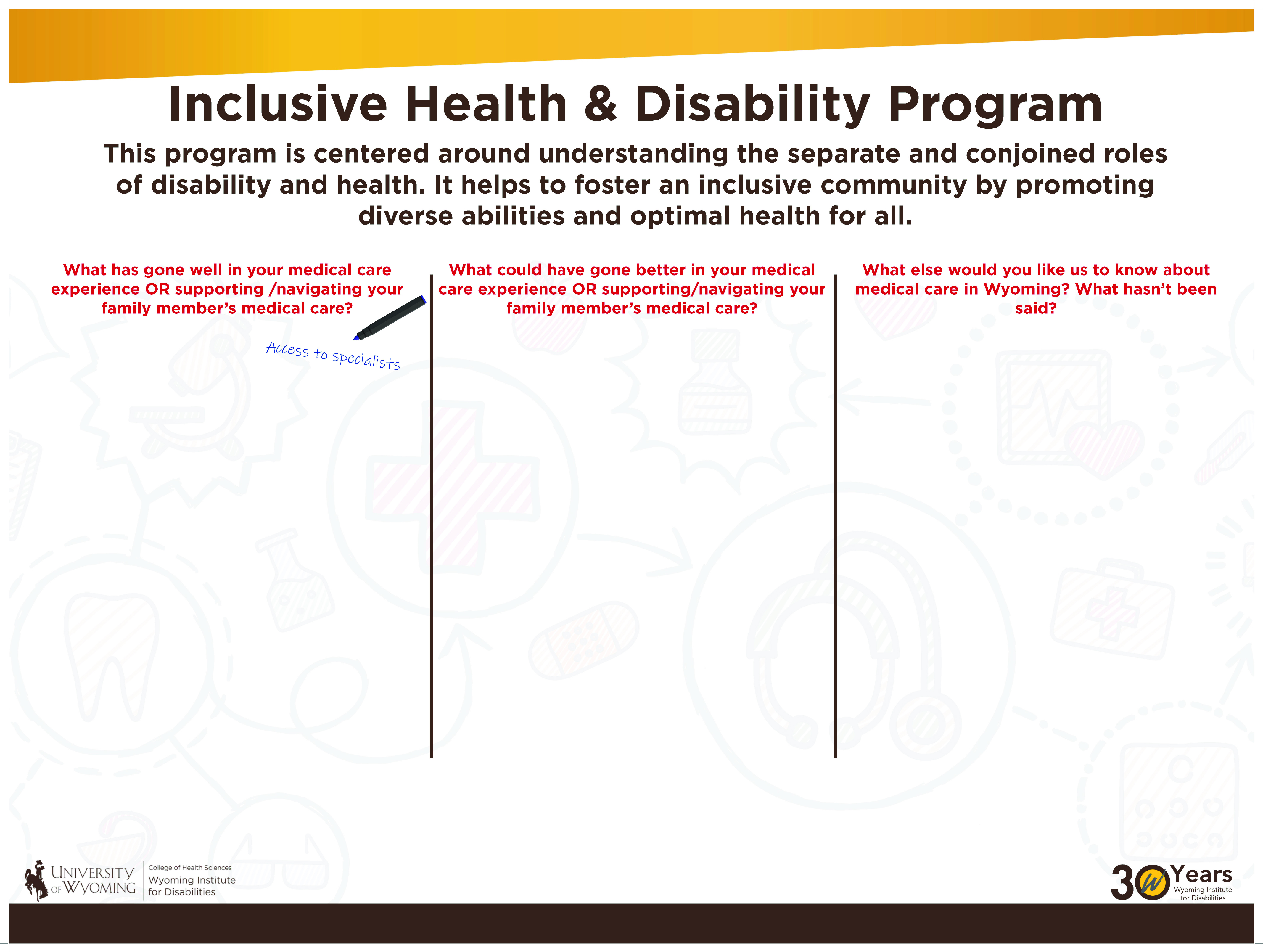 A poster on the Inclusive Health & Disability Program by WIND.