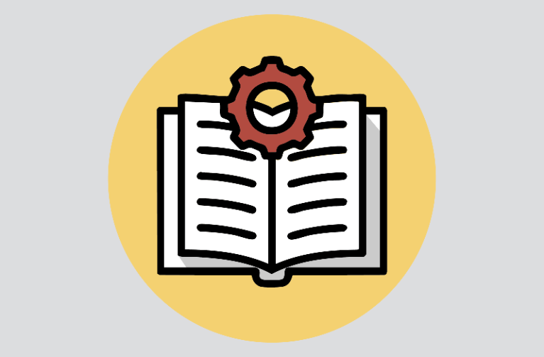 open book with gear icon
