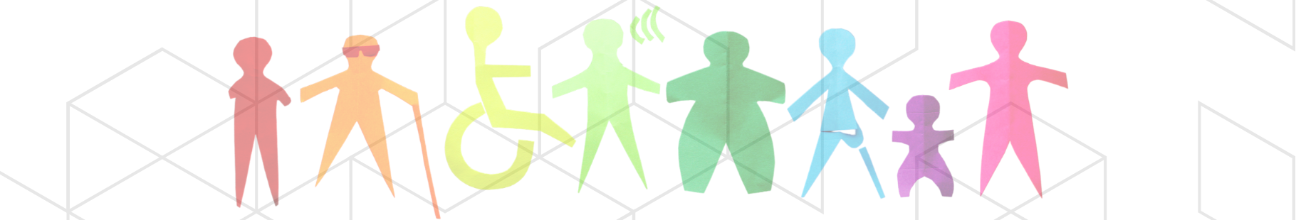 Paper cutouts of people in different colors and with different disabilities. 