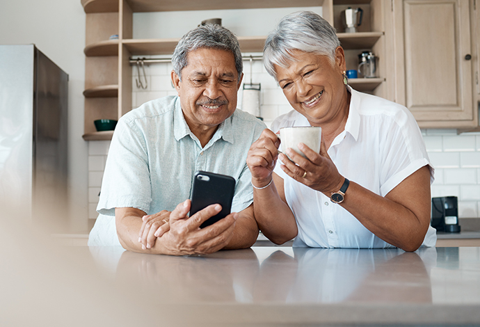 senior citizen using a phone