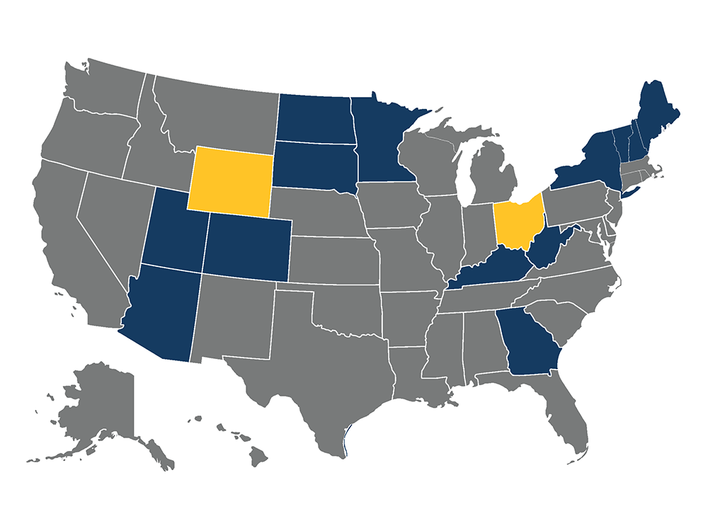 implementation map showing states