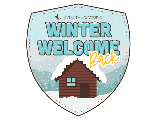 Graphic with a snowy house and text that says: "Winter Welcome Back"