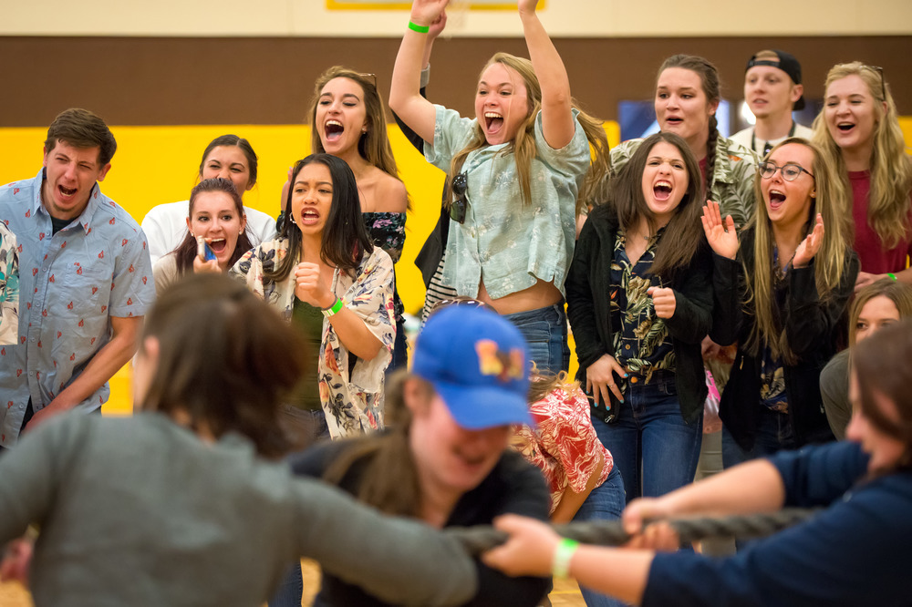 Students participating in an event in Half Acre