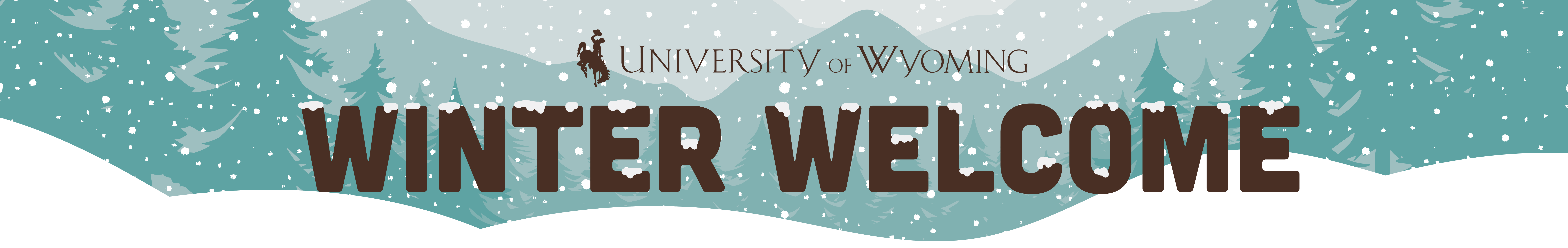 Winter Welcome logo on a brown background.