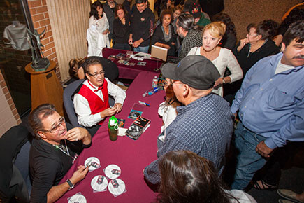 crowd at table