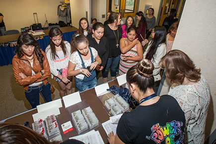 line at registration table