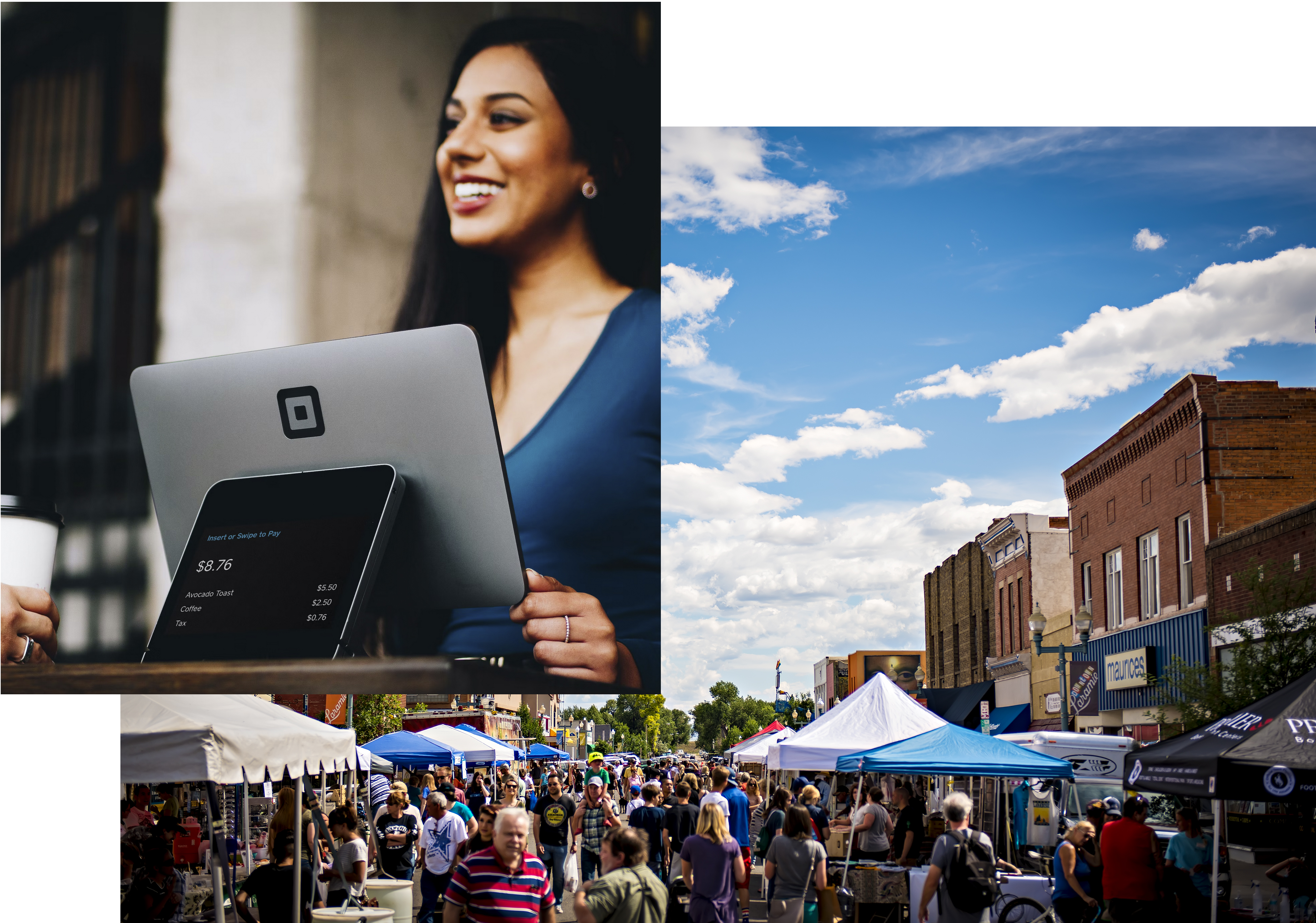 Downtown laramie and person serving customer