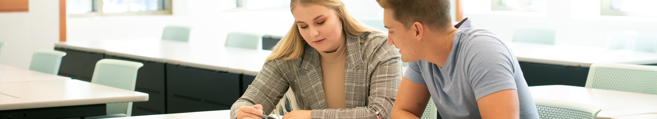 Two students studying