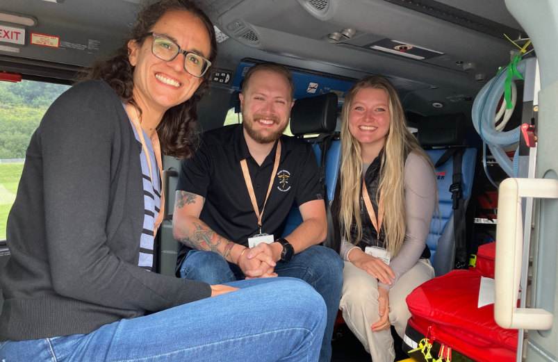 Med students in helicopter ambulance.