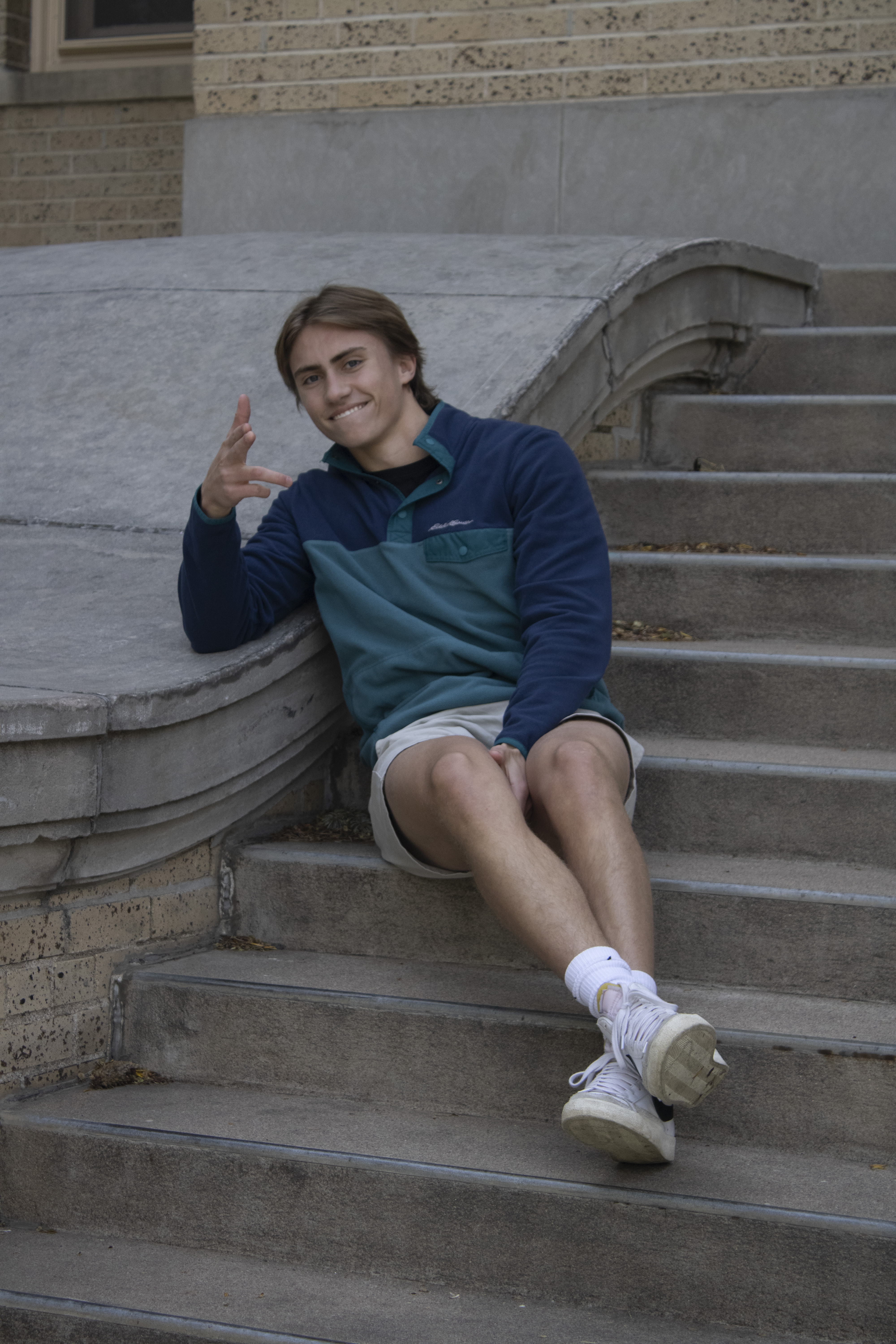 braden sitting on stairs