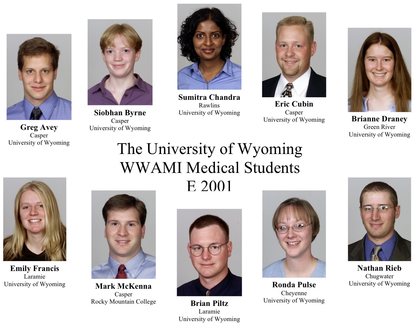 A composite portrait of all the students from the entering year of 2001.