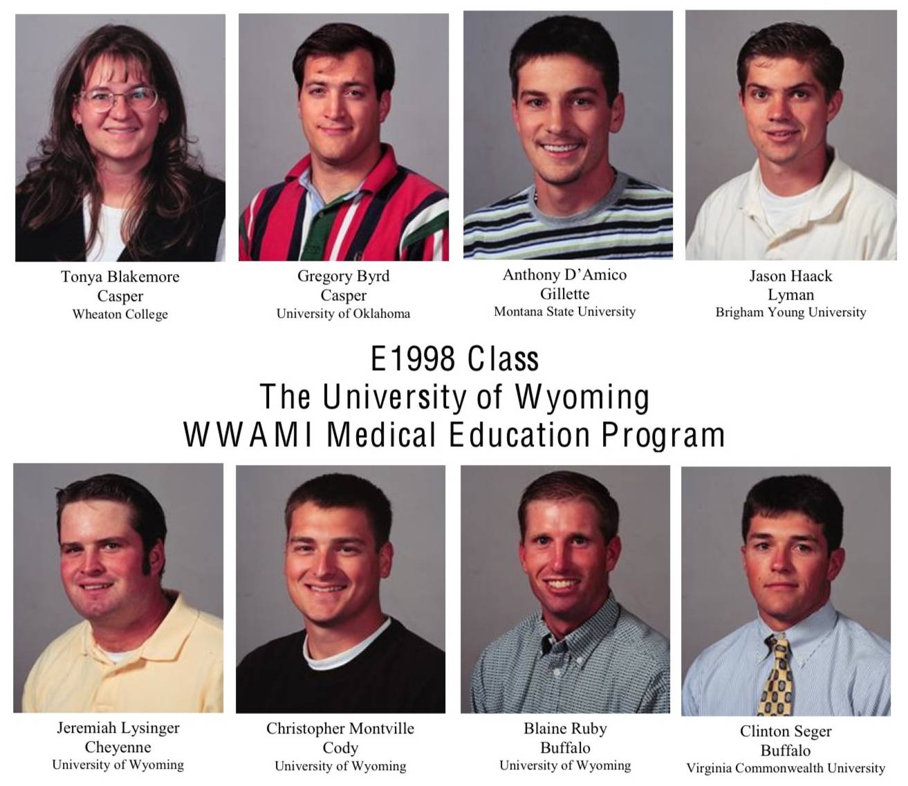 A composite portrait of all the students from the entering year of 1998.