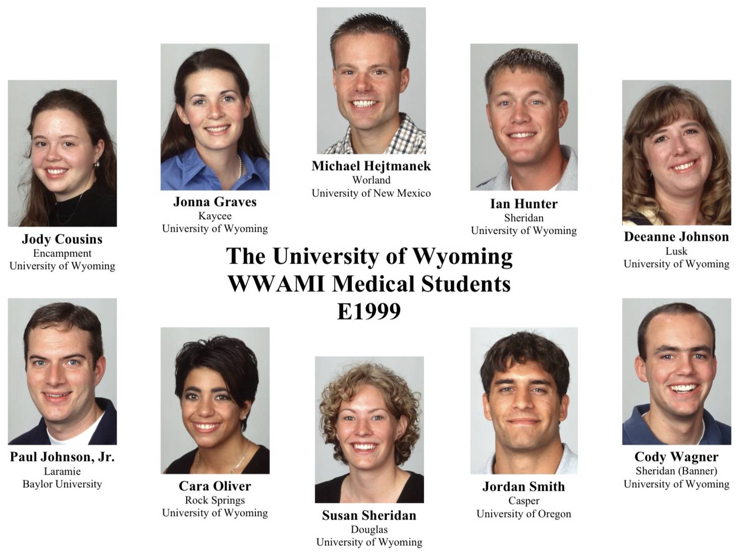 A composite portrait of all the students from the entering year of 1999.