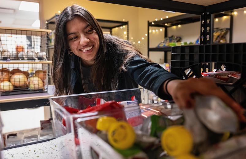 Student in a food pantry