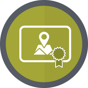Icon of a certificate and a GIS app.