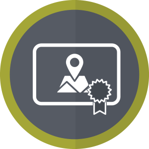 Icon of a certificate and a GIS app.