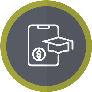Icon of a graduation cap and money