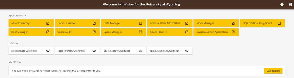A screenshot of the UI of the InVision application for UW.