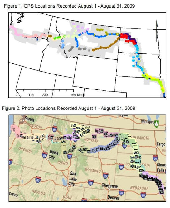 Map of the GPS points and pictures taken along the trail.