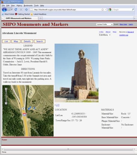 SHPO Monuments and Markers Content Example