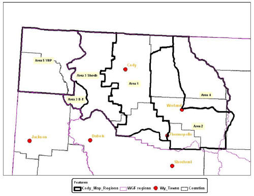 A boundary map of the project priority areas in the northwest corner of Wyoming.