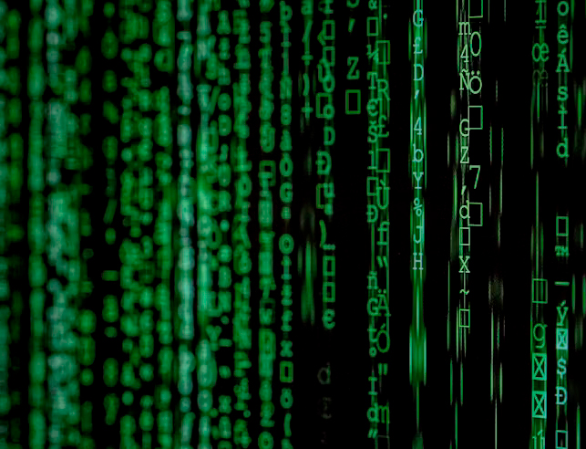 data on a black screen