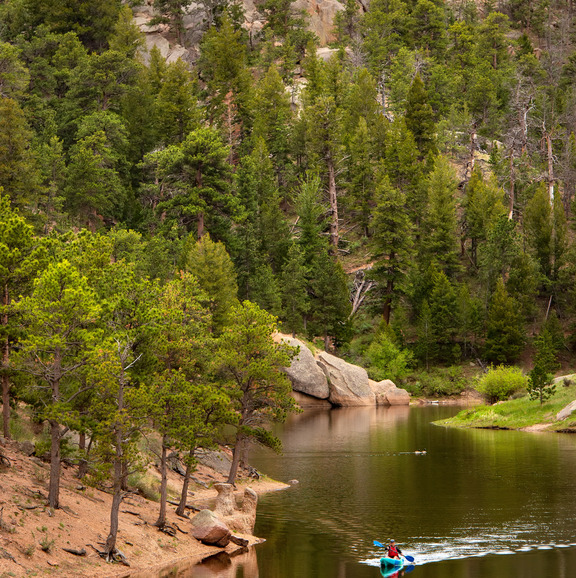 Scenic of a mountain side with a lake